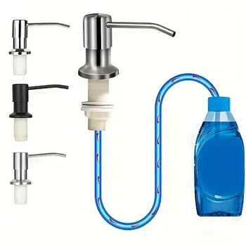 เครื่องจ่ายสบู่สําหรับอ่างล้างจาน,Matte Black สแตนเลสสตีลเคาน์เตอร์จานอ่างล้างจานเครื่องจ่ายสบู่ปั๊ม 40 ''หลอด k 1