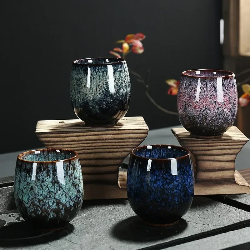 1pcs Kiln Change China Ceramic Tea Cup Porcelain Kung Fu Cups set Pottery Personal Single Drinkware Wholesale Household