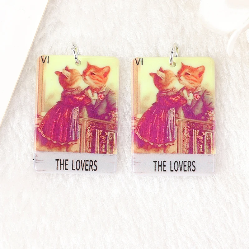 クリエイティブなアクリル猫のタロットカードチャーム、太陽、月、愛好