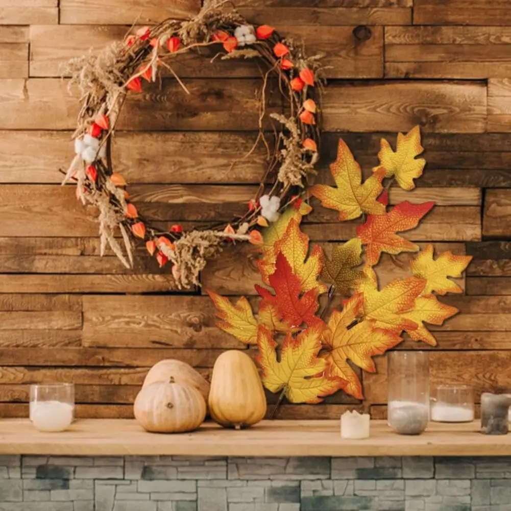 3 Forks 35*60cm Artificial Maple Leaf Non-fading Decor Fresh-keeping Autumn Harvest Halloween Imitation Maple Leaf Hotel Decor