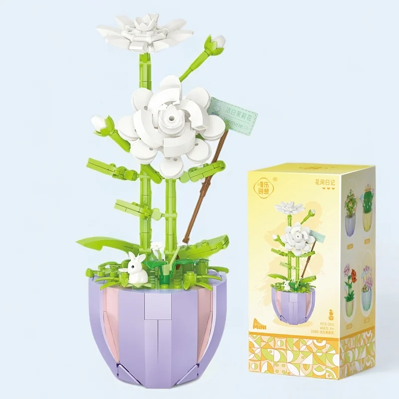 Creative DIY Flower Plant Building Blocks Set