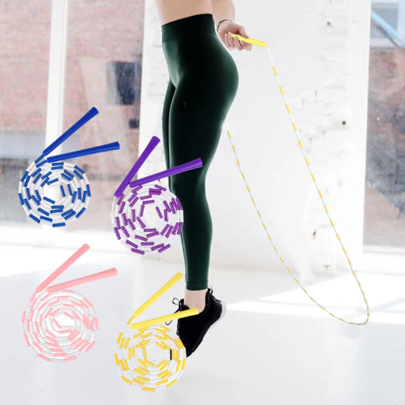 Soft Beaded Jump Rope Non-Slip Handle Adjustable Tangle-Free Segmented Fitness Skipping Rope