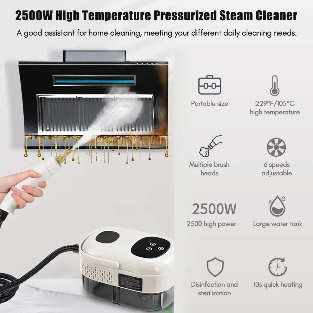 2500W Steam Cleaner High Pressure Temperature Steam Mop Sterilization Household Air Conditioner Kitchen Sofa Hood Car Washer 5