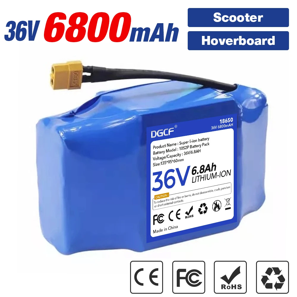 

Original 36v 6.8Ah Rechargeable Lithium Battery 10S2P 6800mAh 18650 Electric Self Balancing Scooter Hoverboard Batteries
