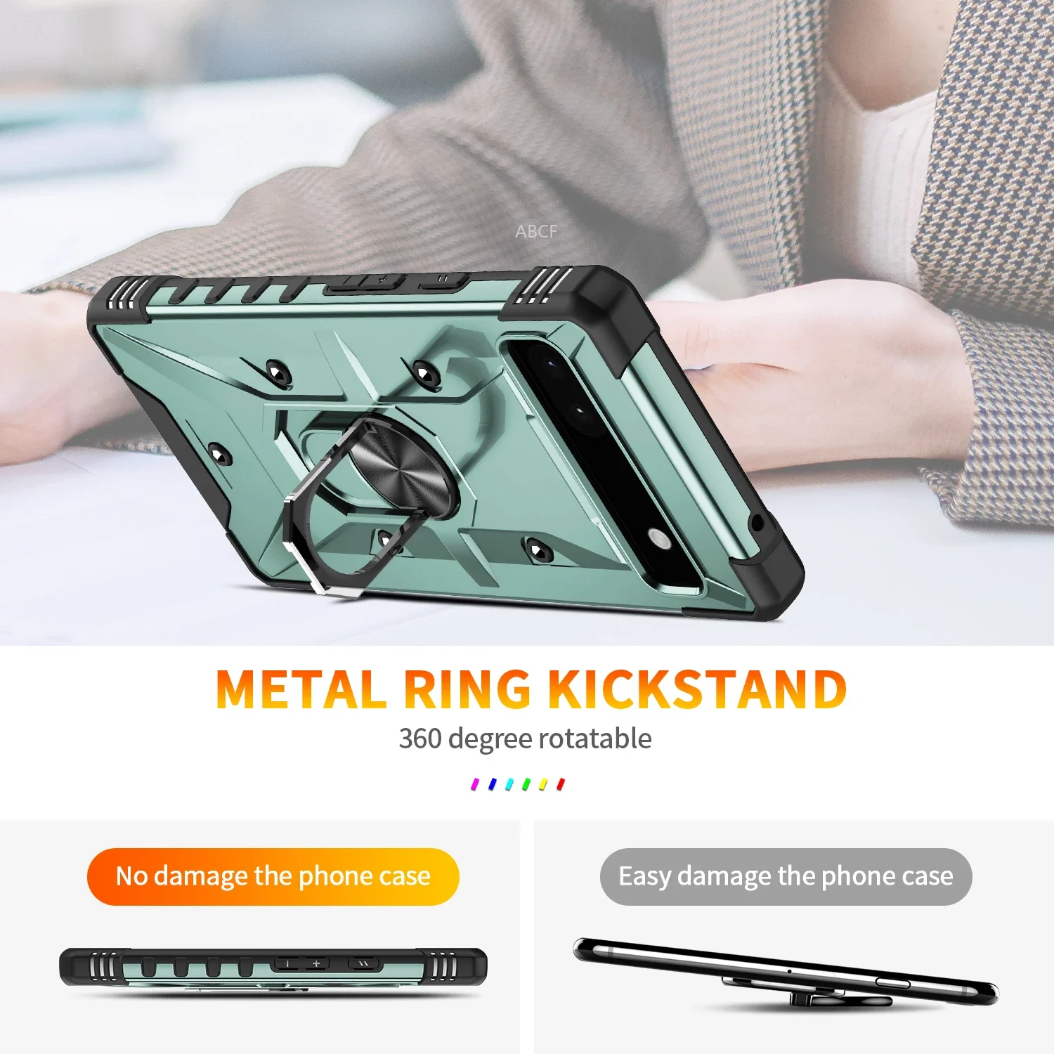 Hard Strong Magnetic Finger Ring Case for Google Pixel 8A Pixel 6A 7 Pro 8 Anti-Shock Cell Phone Accessories Case for Pixel 6A_voghion.com