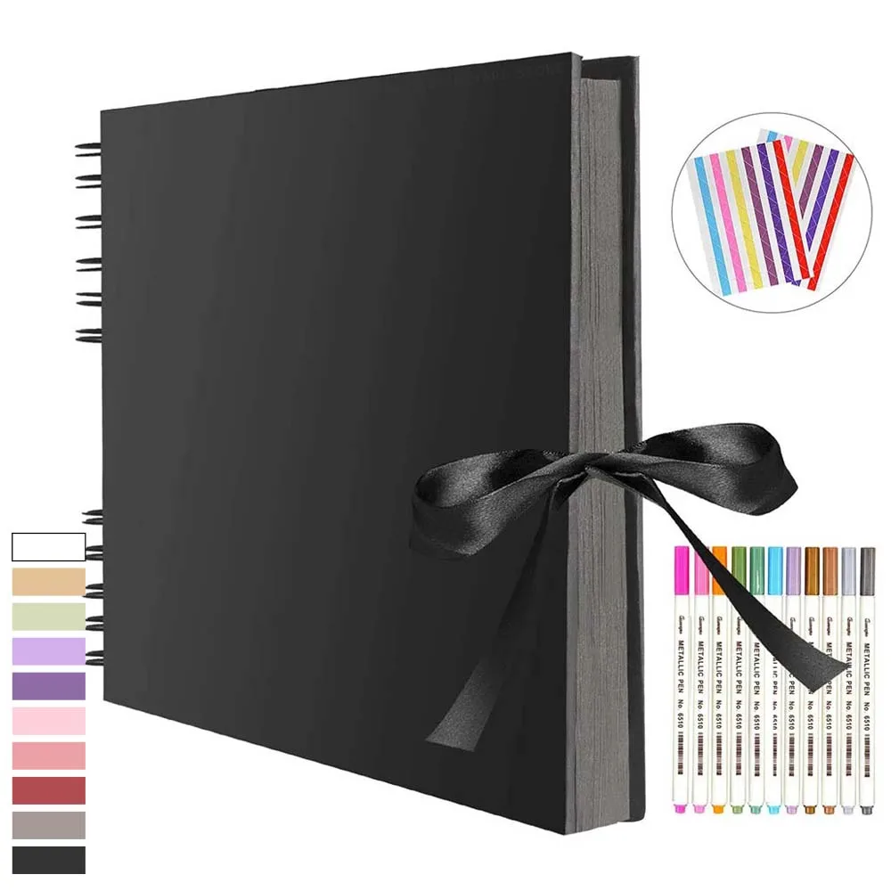ZK20 80 Black Pages Memory Books DIY Photo Albums Scrapbook Cover Kraft Album Birthday Holiday Anniversary Gifts