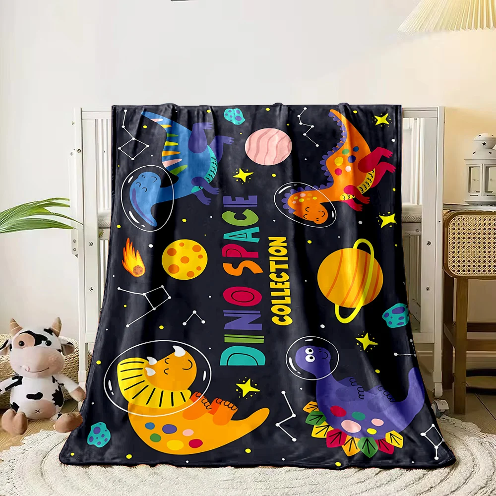 cartoon Dinosaur Space pattern soft Flannel Blanket for Bed Bedroom Sofa Picnic,Warm Throw Blanket for Cover Outdoor Leisure Nap 4
