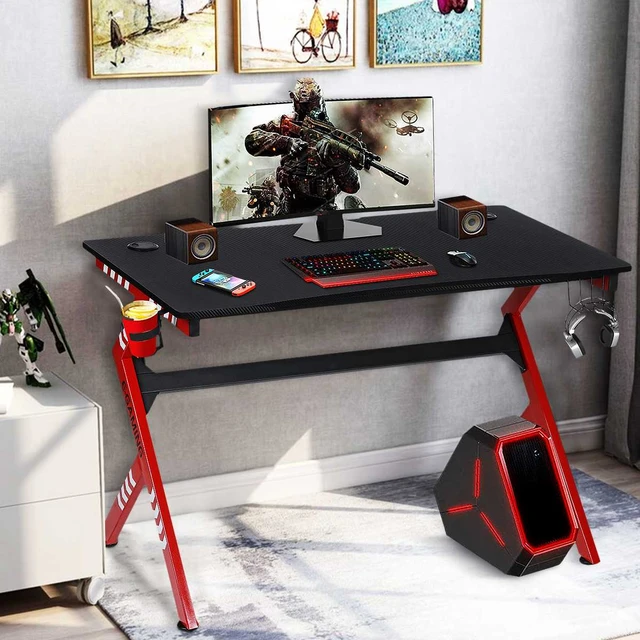 Bureau gamer Giantex Bureau Gaming Ergonomique 120 x 60 cm, avec