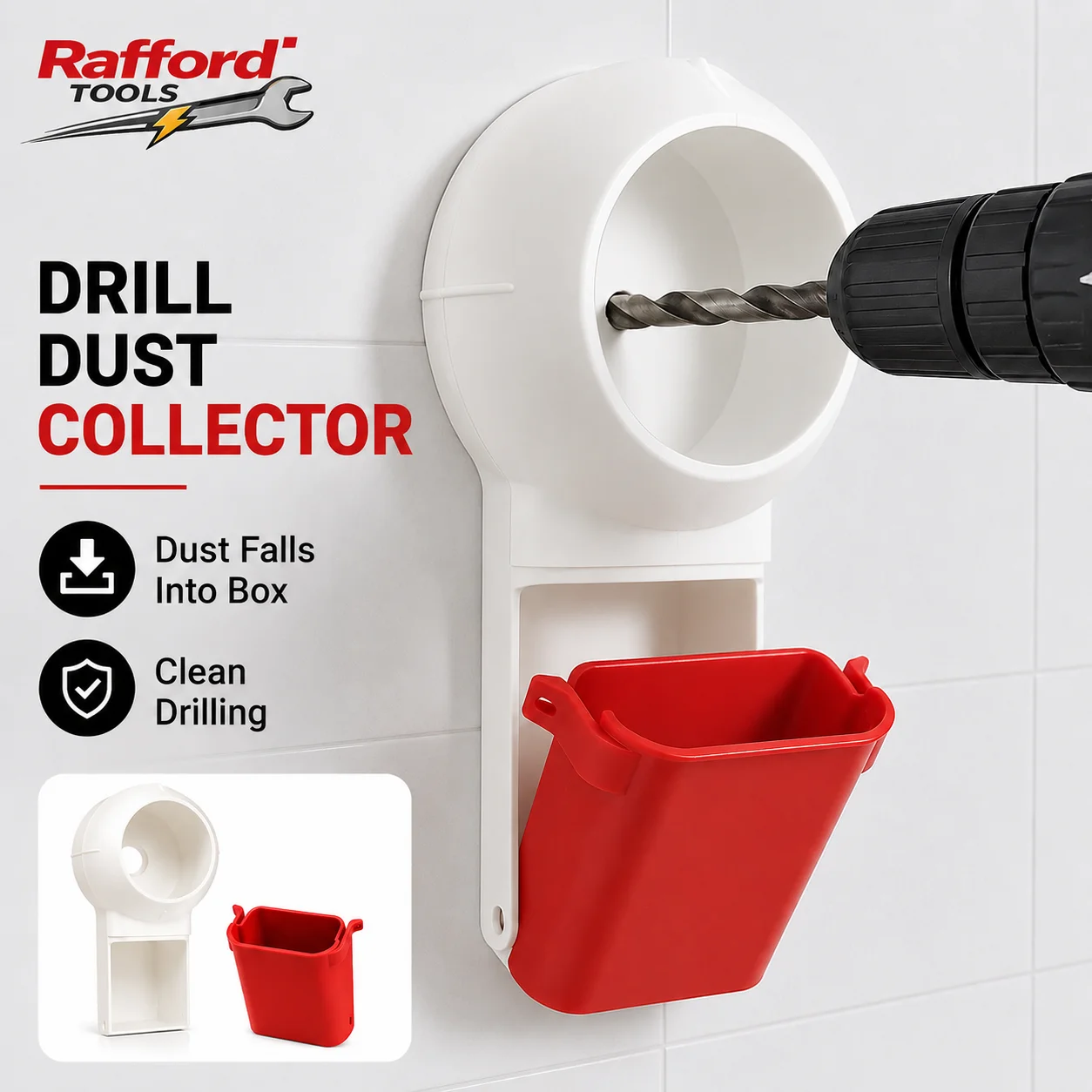 Rafford 1Pc Drill Dust Collector Box Wall Drilling Sawdust Catcher Removable Dust Cup for Clean Home DIY Renovation
