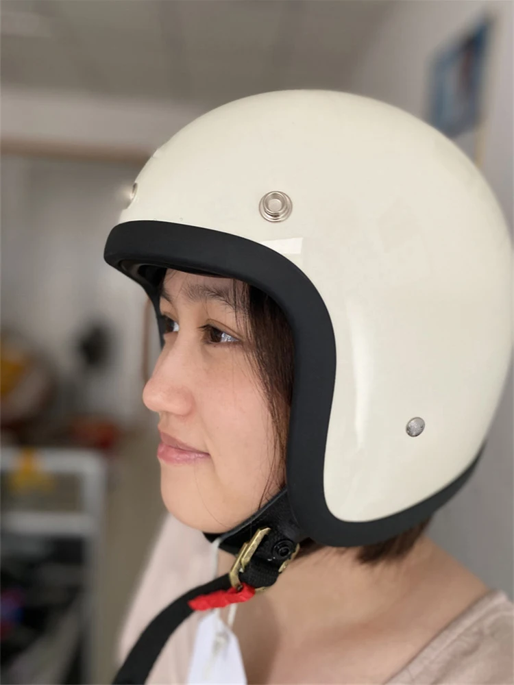 Klassischer Japanischer Stil Kleiner Shell Vintage TT&COCASCOS Open Face Helm Jet 500TX Cafe Racer Roller 3/4 Motorradhelm – Detail 16