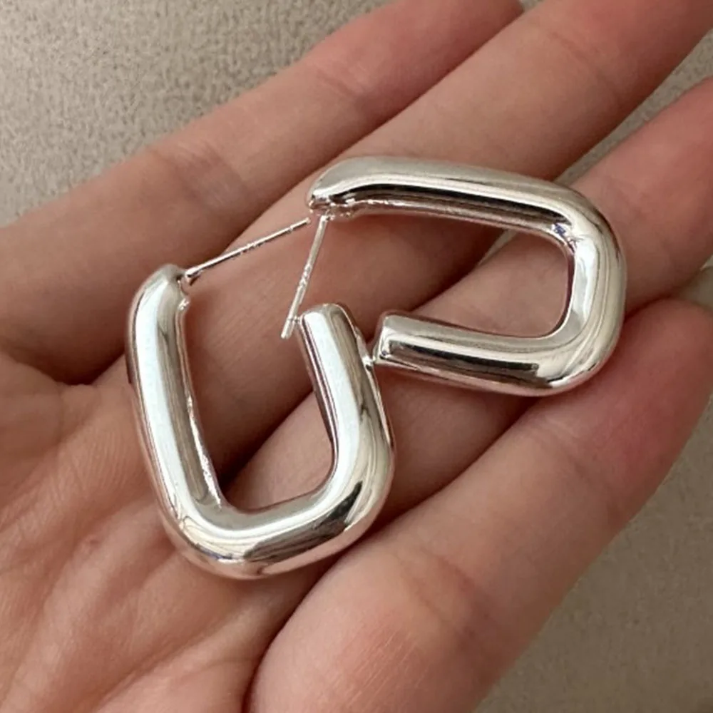 BF CLUB 925 Sterling Silver Earrings For Women Trendy Simple Retro Rectangle Earring Jewelry Prevent Allergy Party Accessories