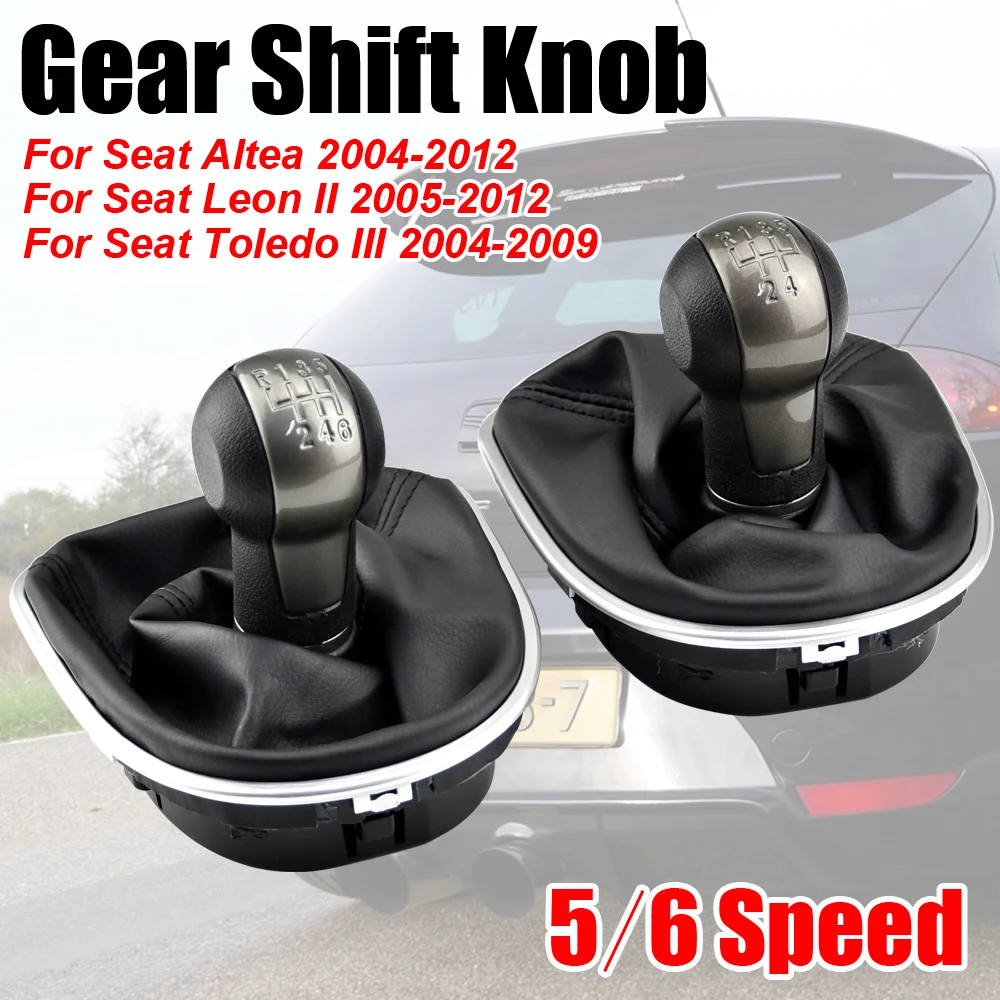 For Seat Leon 1P 2005 2006 2007 2008 2009 2010 2011 2012 Car-Stying 5 Speed Car Gear Stick Shift Knob With Leather Boot