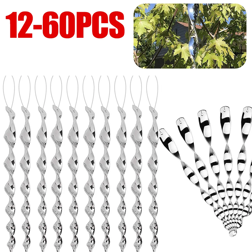 Reflective Rods 12-60pcs Bird Repellent Reflective Rods 30cm Scare Birds Repeller Wind ...
