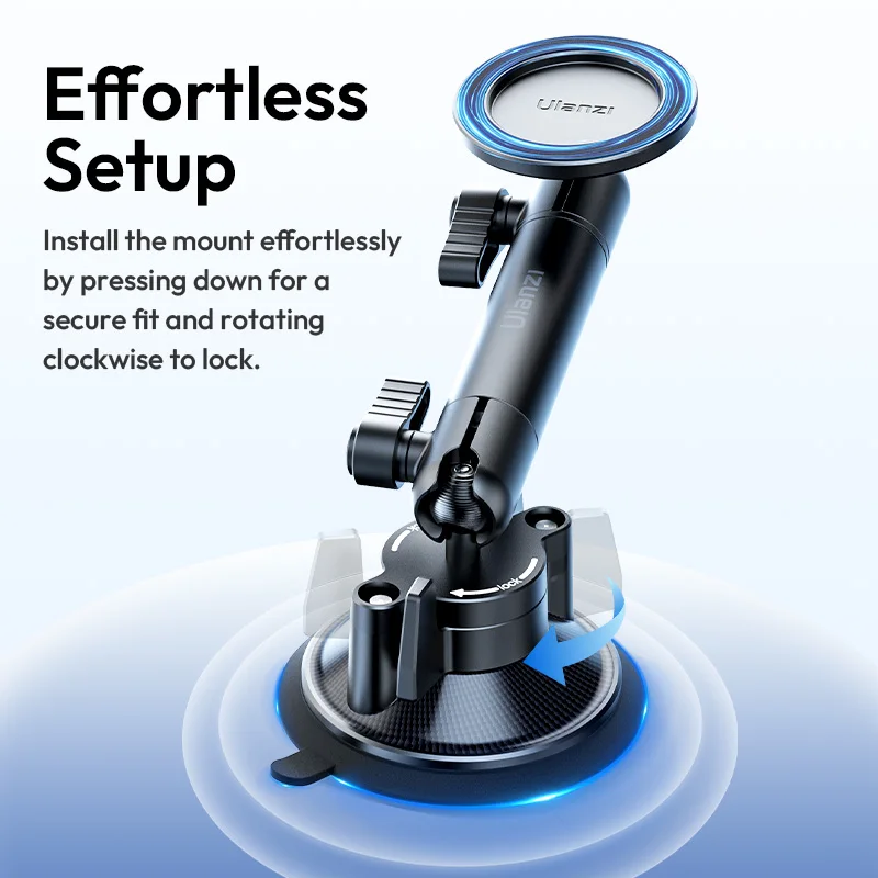 Ulanzi ZJ06 Suction Cup Mount for Featuring MagSafe Smartphones with 360° Ball Head Adjustment for Car Sunroof Windshield Window
