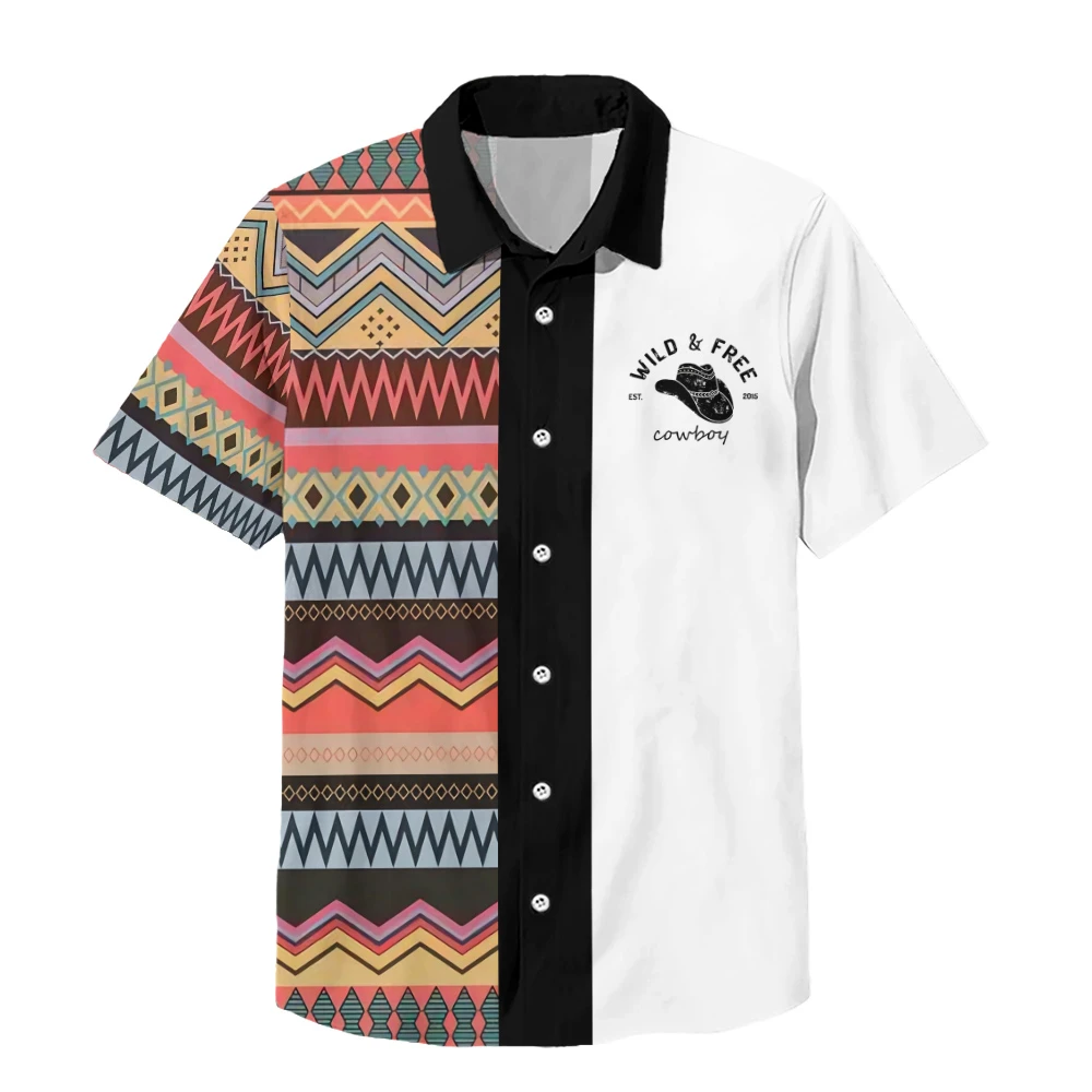New Mens Shirts Vintage Striped Short Sleeve Tops Ethnic Tops 3D Printed Casual Original Design Shirts Plus Size Men's Clothing