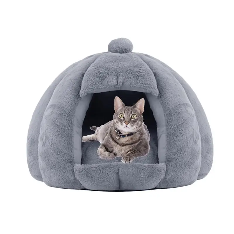 

Plush Cat Bed Comfortable Cat With Removable And Washable Cushioned Pad Anti-Slip Bottom Design Freestanding Warm Puppy House