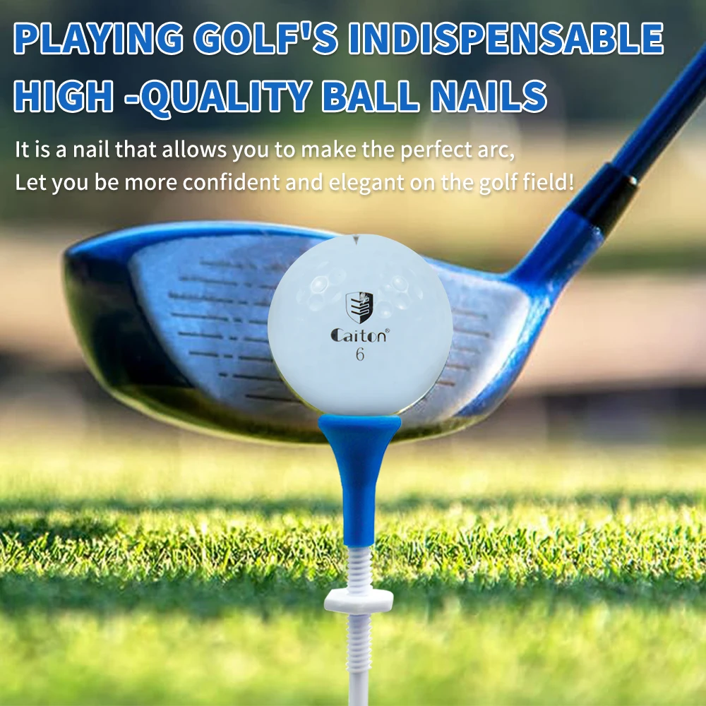 Caiton 5pc 85mm/3.34in Adjustable Plastic Golf Tees, 22mm/0.87in Range, Soft Rubber Head, Durable & Lightweight for Stable Shots 3