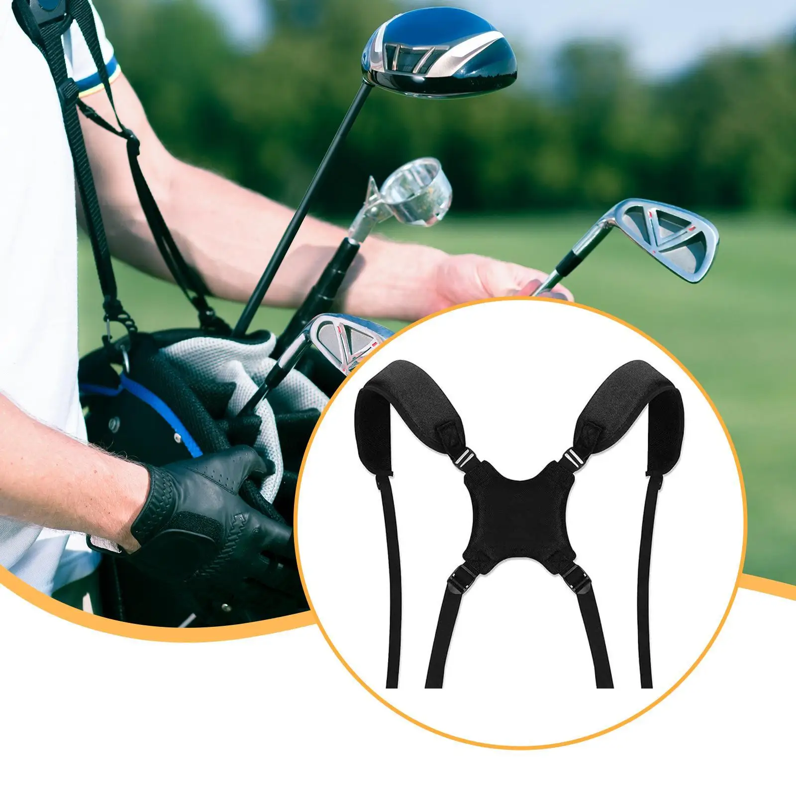 Golf Bag Double Shoulder Straps, Portable Lightweight Comfortable Adjustable Golfing Accessories Golf Bag Strap, Replacement
