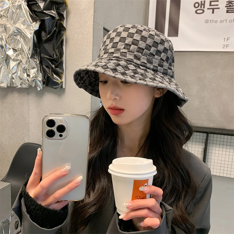 

Plaid Bucket Hat for Men Women, Winter Fall Mens Womens Wide Brim Hat, Fitted Hats, Boonie, Corro, Hip Hop, Y2K