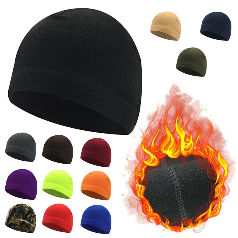 Men Women Unisex Winter Solid Color Soft Warm Watch Cap Polar Fleece Thickened Army Beanie Hat Windproof Outdoor Tough winter hat polar fleece hat