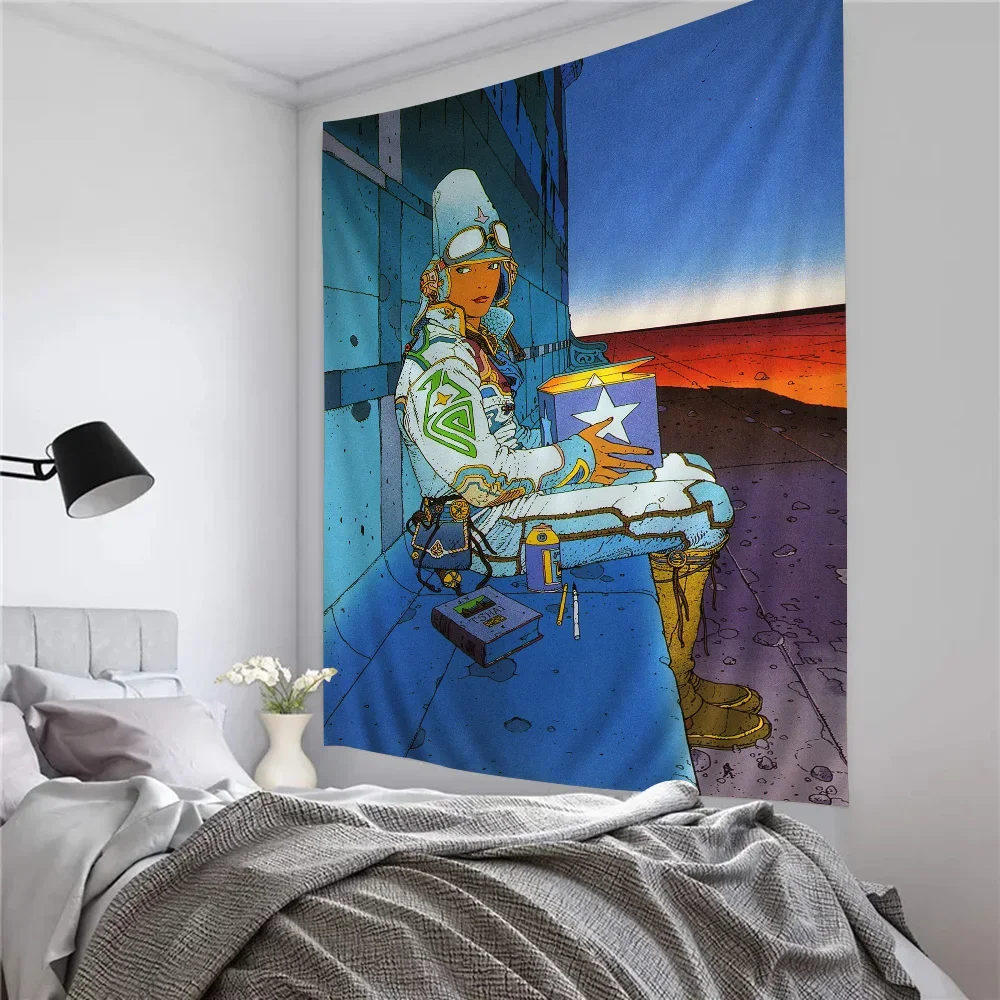 Moebius Cartoonist Hanging Bohemian Tapestry Bohemian Wall Tapestries Mandala Kawaii Room Decor