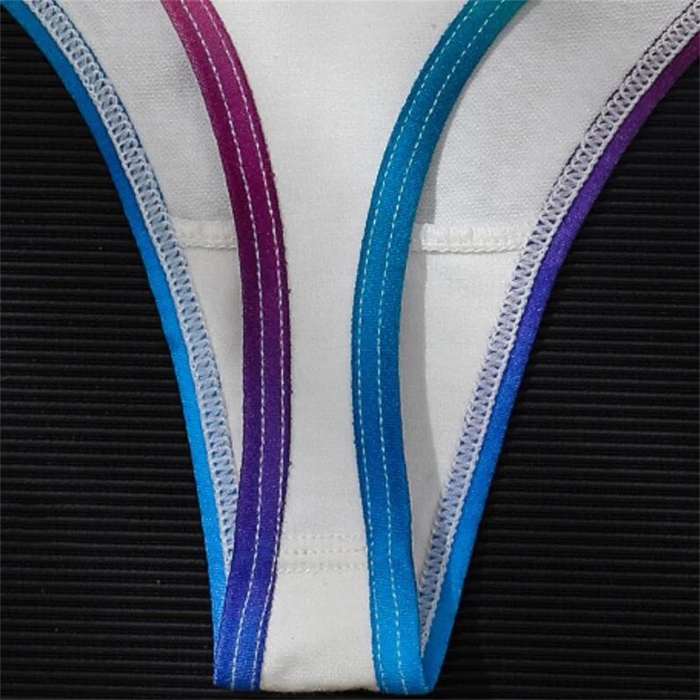 2 Pcs/pack Sexy Panties Cotton for Women Thong Rainbow Color Underwear Ladies Elasticity G-string Briefs 5