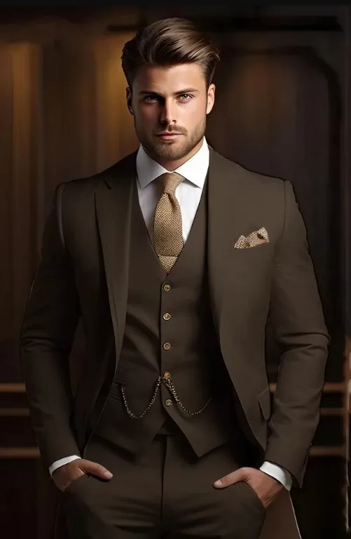 3 Piece Fashion Beige Suits Men Formal Party Business Blazer Shawl Lapel Wedding Groom Tuxedo Jacket Vest Pants Costume Homme formal suit business men clothing