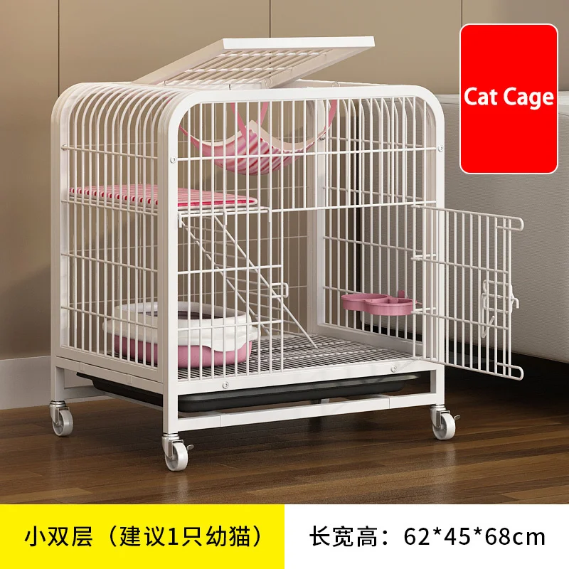 C® Cage à chat pliante à deux étages grand espace libre ménage cage à chat  intérieure chat villa litière pour chat cage à lapin noir - Cdiscount