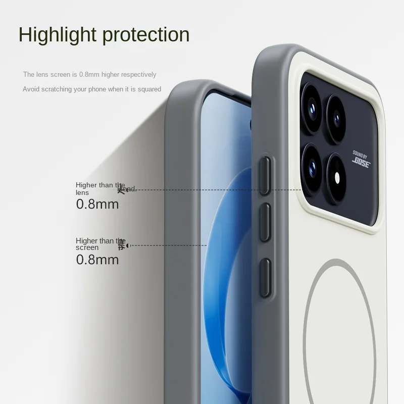 Skin-Friendly Magnetic Phone Case with MagSafe Wireless Charging, Metal Buttons, and Shockproof Design