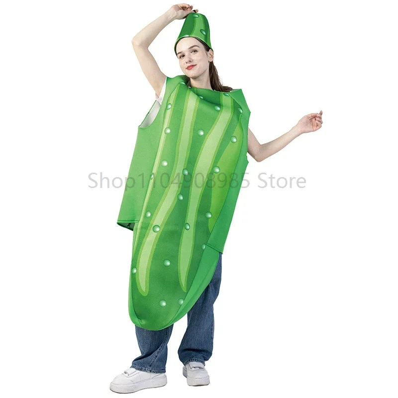 Costumi da Cetriolo per Adulti, Abiti Divertenti per Carnevale, Feste a Tema Cibo, Travestimenti Divertenti, Costume da Frutta - immagine 5