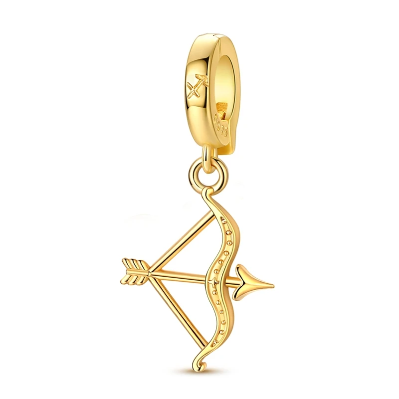 Goldene Anhänger aus 925er Sterlingsilber, Serie „Zodiac Guardian“, passend für Original-Armbänder, DIY-Schmuck, Geschenk für Frauen – Detail 31