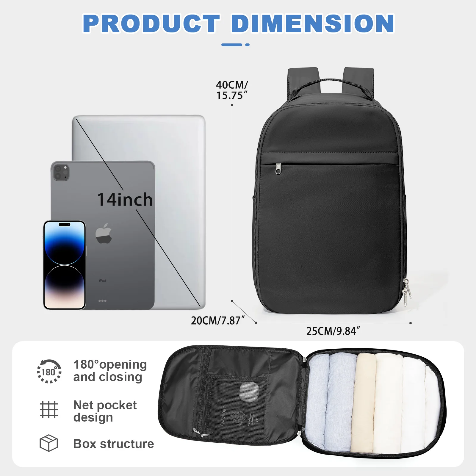 40x20x25 Airline-Approved Carry-On Cabin Bag For Ryanair, Women & Men LaptopTravel Backpack, Hand Luggage Bag, School Backpack