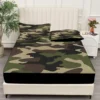 Classic Camouflage Pattern Fitted Sheet Set 1* Fitted Sheet+2*Pillowcases Mattress Covers Soft Breathable Bedding Set 3