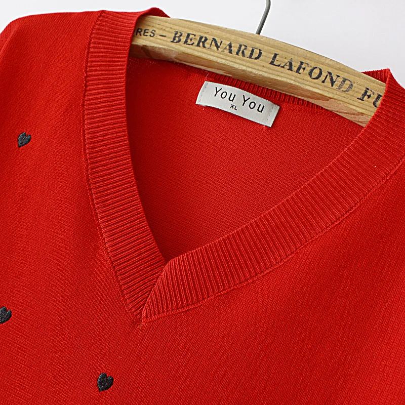 Plus Size Women's Sweaters Autumn New Loose Casual Knitted Pullovers V-neck Long Sleeve Jumpers 2039