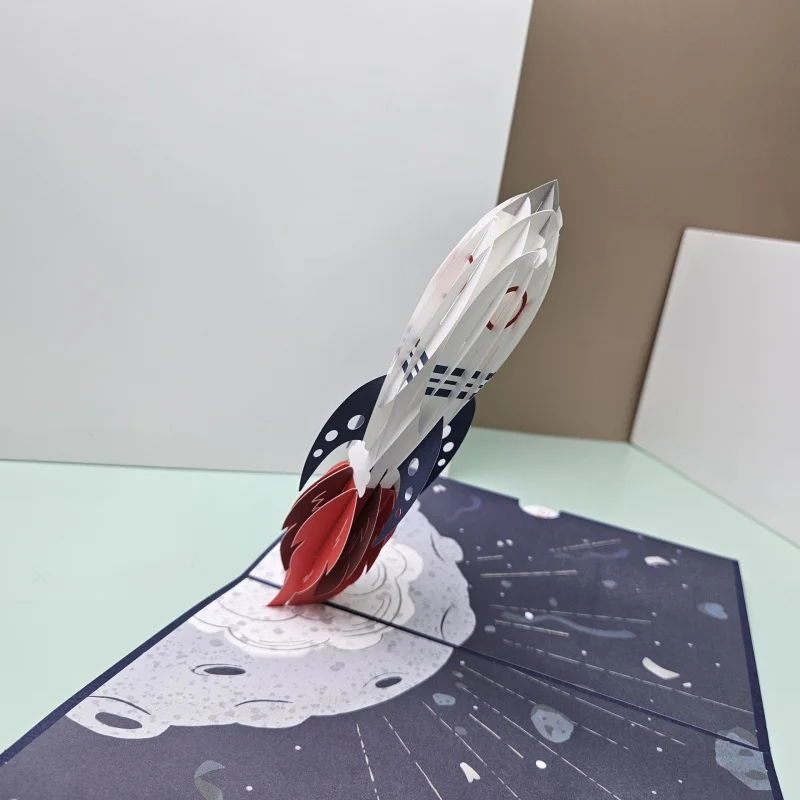 3D Space Astronaut Greeting Card Astronaut Planet Star Rocket Birthday Paper Cards Congratulations Children's Day Father Day greeting cards