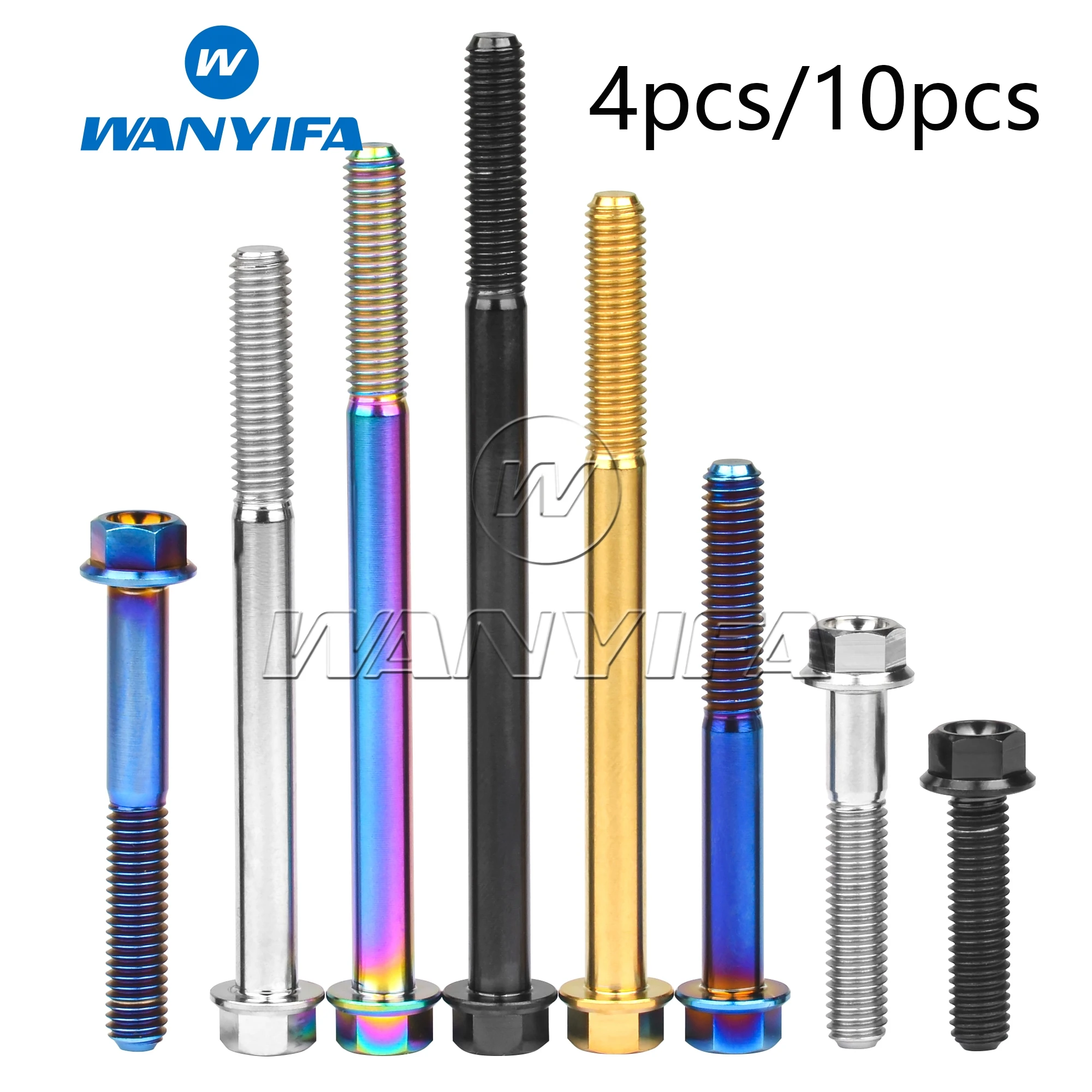 Wanyifa-parafusos de Titânio para Bicicleta e Motocicleta Pequeno Parafuso de Flange de Cabeça Sextavada M6x10 Mm100 mm Pcs 10 Pcs