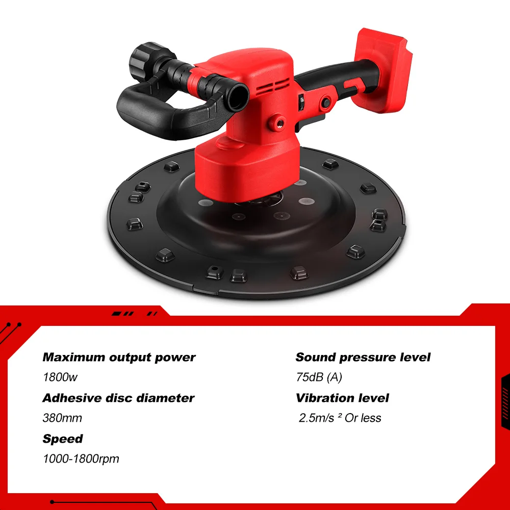 ONEVAN 1300W 380MM Brushless Electric Drywall Sander Cordless Self-Priming Pole Wall Polisher Sanding For 21V 18v Battery