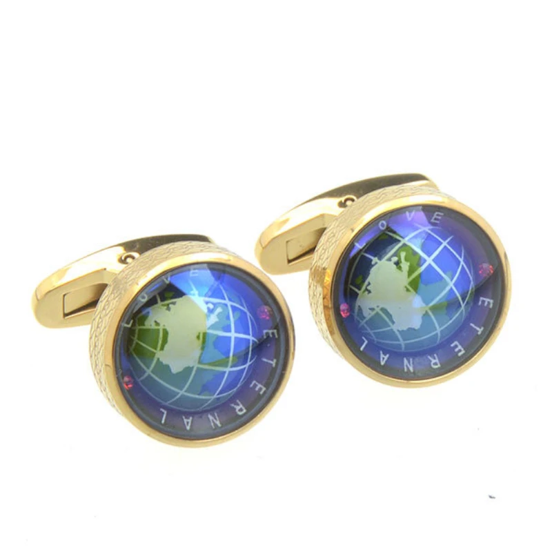 New Rotatable Globe Stainless Steel Cufflinks for Men and Women's Travel Themed Parties Casual Buttons Personalized Accessories