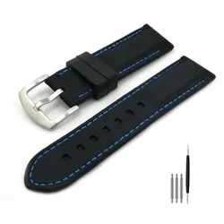 Universal Silicone Sport Watch Band - Comfortable Replacement Wristband for Men & Women (Black blue)