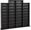 4 Column Tall Cabinet Media, Quad Width Wall Storage, Black 4