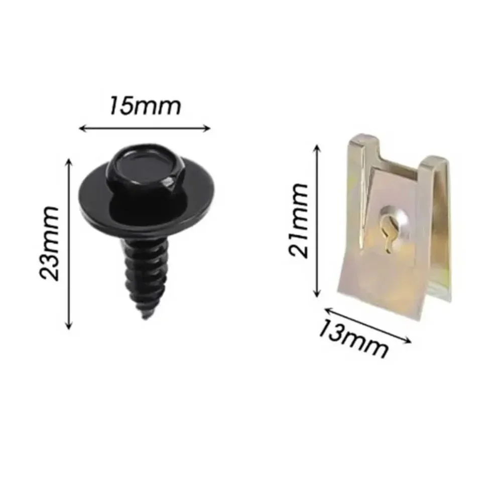 40PCS Metal U-Shaped Car Clips Fasteners with Screw Base for Fender Bumper Trim Modification Protection And Installation