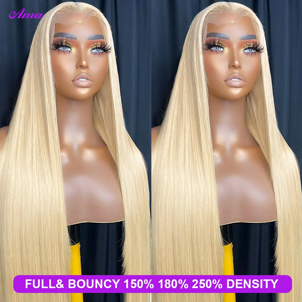 613 Lace Frontal Wig 13x6 Straight Lace Front Wigs Human Hair 180% Density Blonde Front Wig Human Hair Pre Plucked