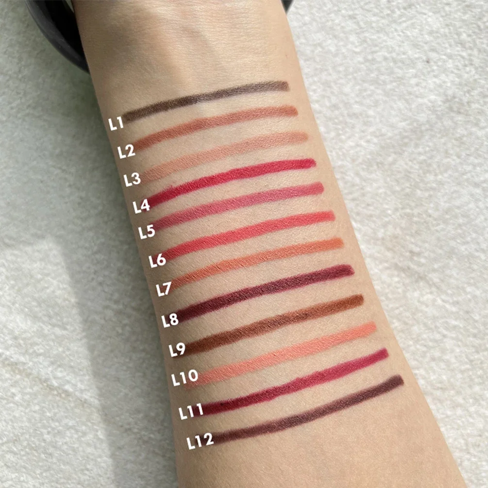 1g Custom Bulk Creamy Lip Liner Private Label 12-Color Pink Tube Matte Waterproof Pigment Plumper Long-lasting Moist Lips Makeup 4