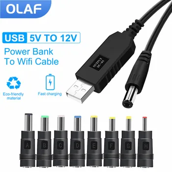 OLAF USB to DC 전원 케이블, 5V to 12V 부스트 컨버터, 8 어댑터, USB to DC 잭 충전 케이블, 와이파이 라우터 미니 선풍기 스피커용