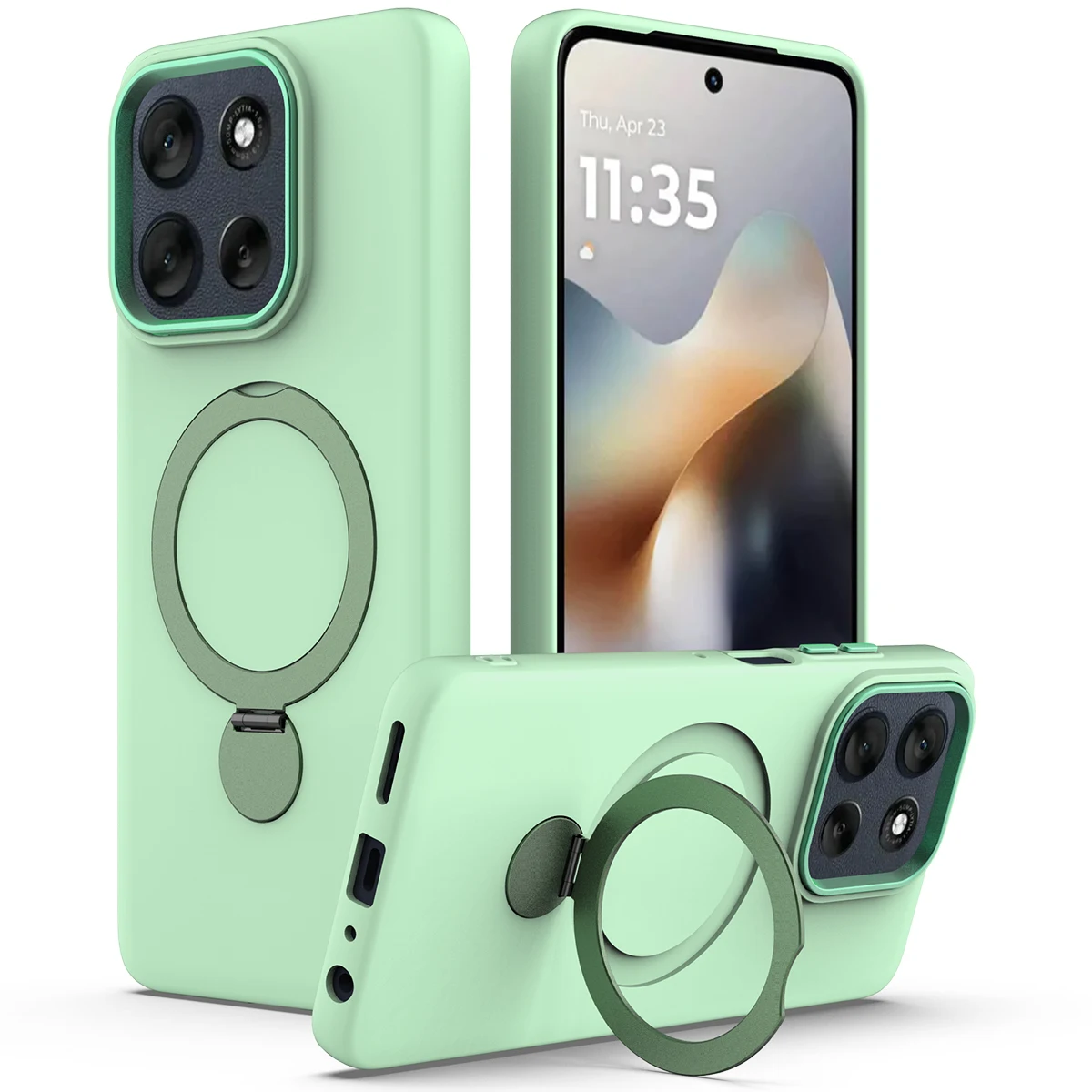 Skin-Friendly Fabric Case with Iron Ring Holder - Anti-Fall Protection Cover