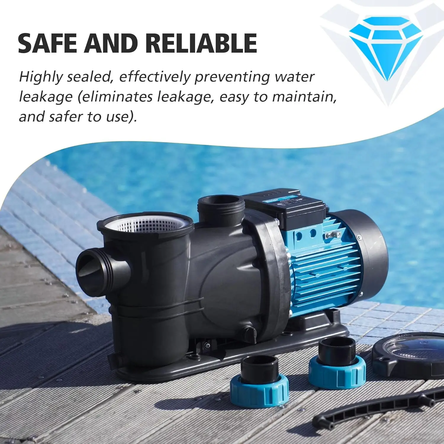 1.5 HP Pool Pump Inground 5790GPH Above Ground Swimming Pool Pump 115V High Flow Single Speed Powerful Self Priming Pumps