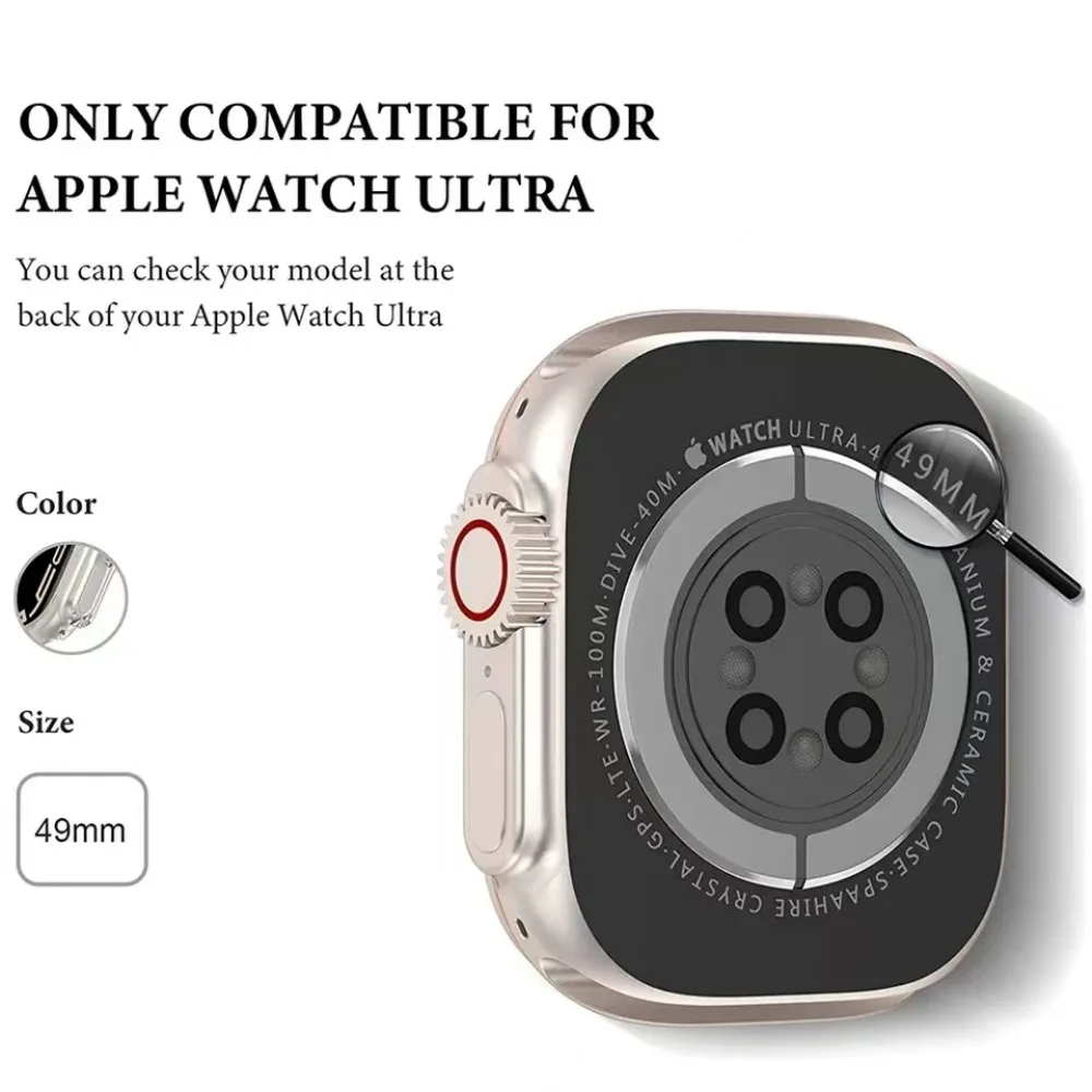 Transparent TPU Protective Case with Screen Protector for Apple Watch Ultra 49mm - Soft Bumper Cover Accessory