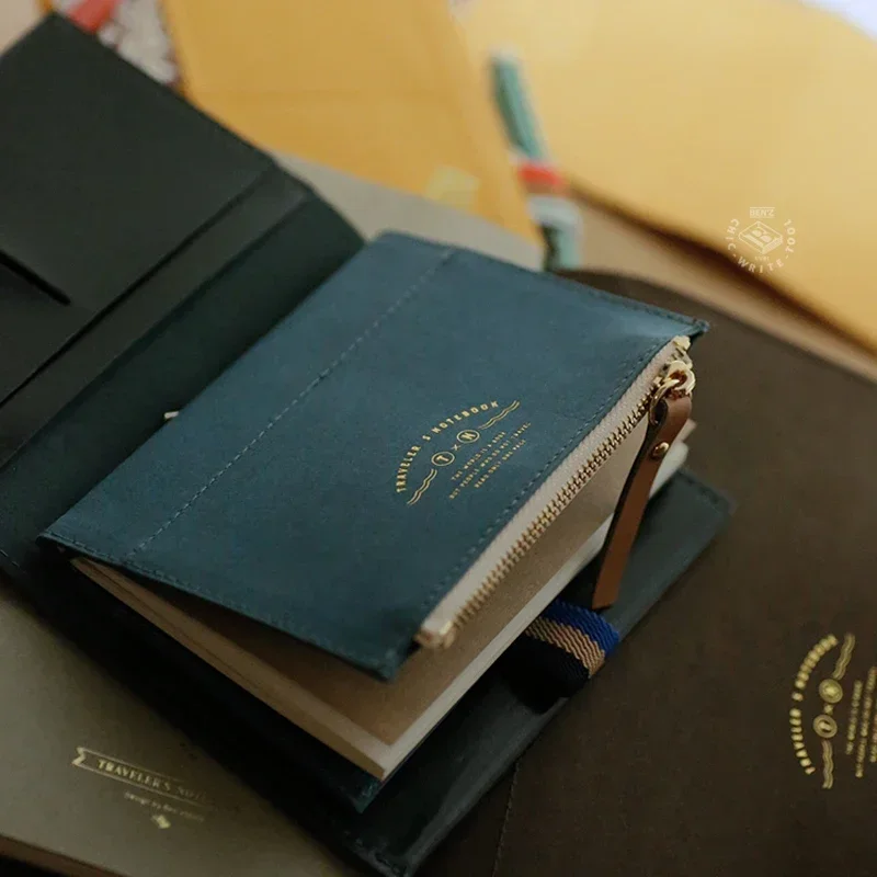 Fromthenon Travel Notebook Storage Bag Loose Leaf Notebook Washable Zipper Pen Bag Stationery Stickers Storage Supplies 2