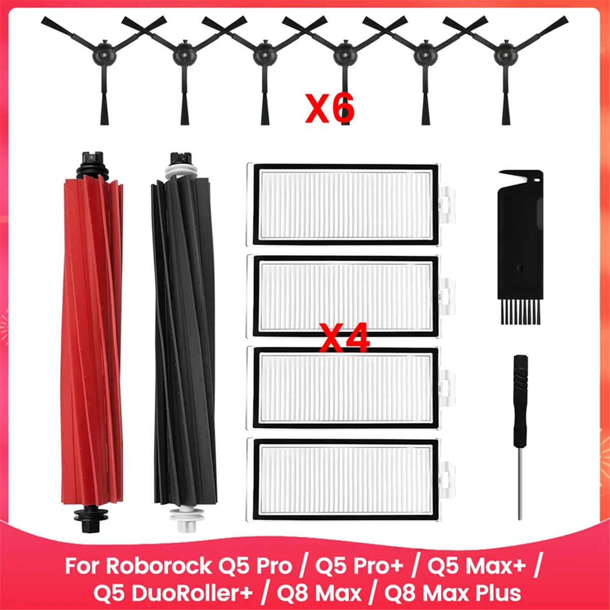 FZFZ For Q5 Pro / Q5 Pro+ / Max+ DuoRoller+ Q8 Max Q8 Vacuum Cleaner Accessories Brush Filters