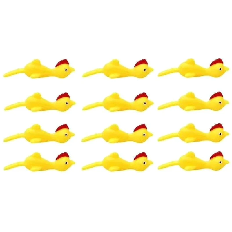 

12 Pack Finger Flying Rubber Chicken Turkey Slingshots Flicking Flingers on Wall Stretchy Toy for Teens Gifts